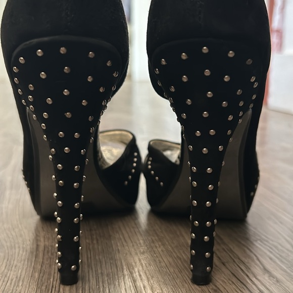 Naughty Monkey High Heels Black Studded 5” heel cutout open toe snake print toe - Picture 5 of 8